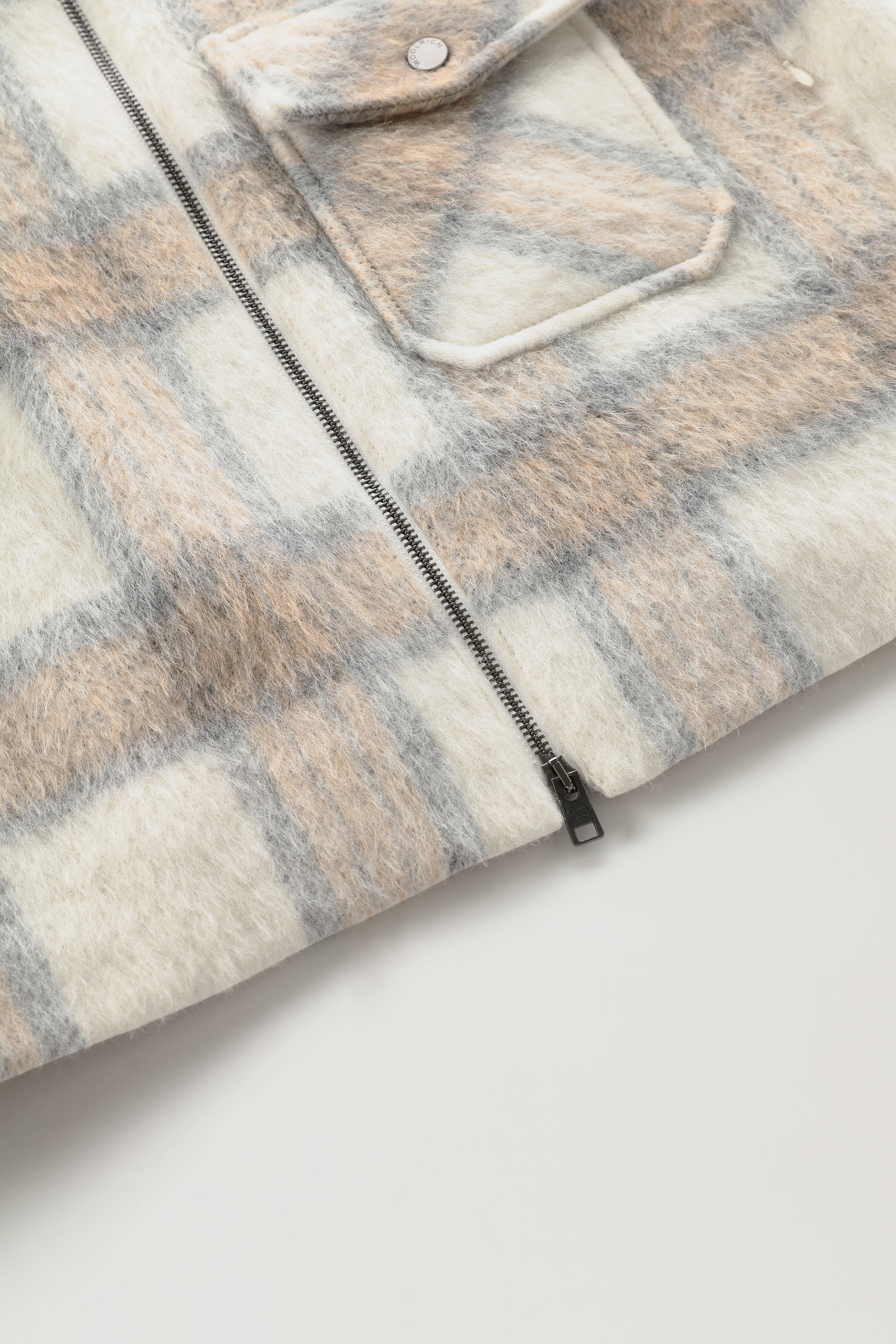Brushed Wool Blend Check Overshirt Beige photo 8 | Woolrich
