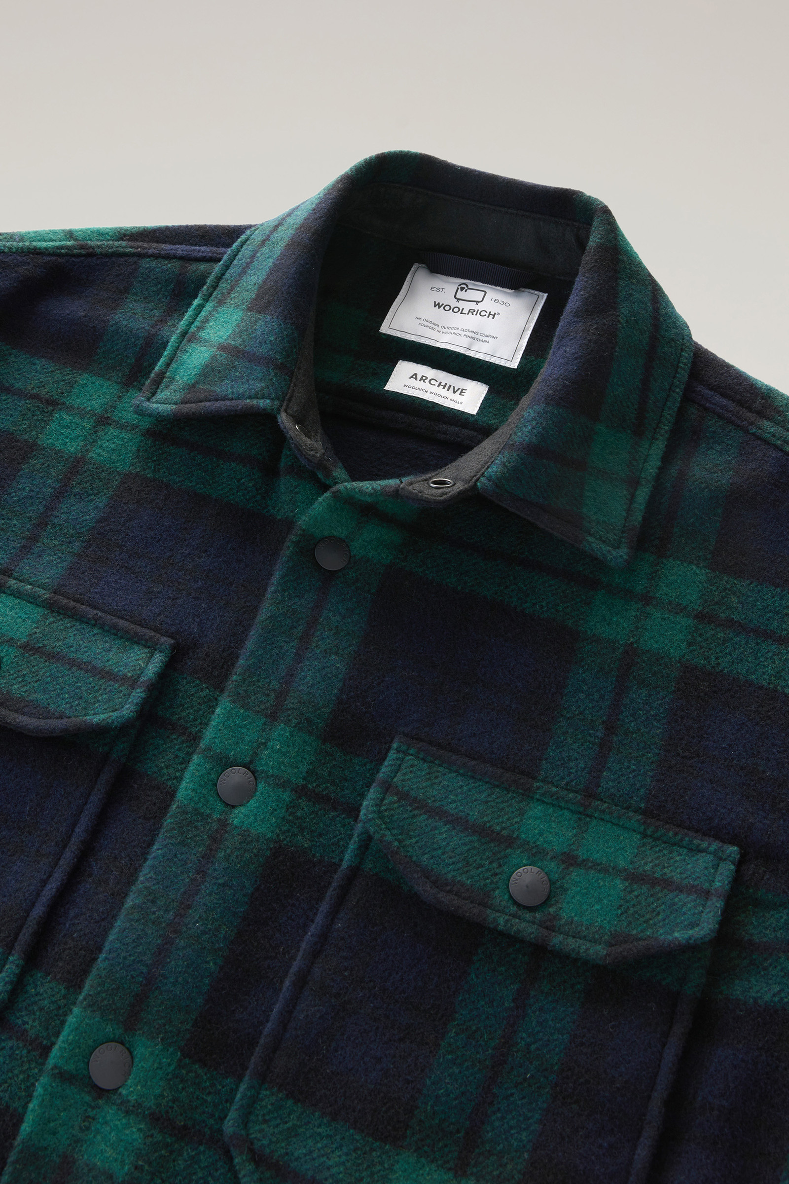 Alaskan Check Overshirt in Bonded Wool Blend Black photo 6 | Woolrich