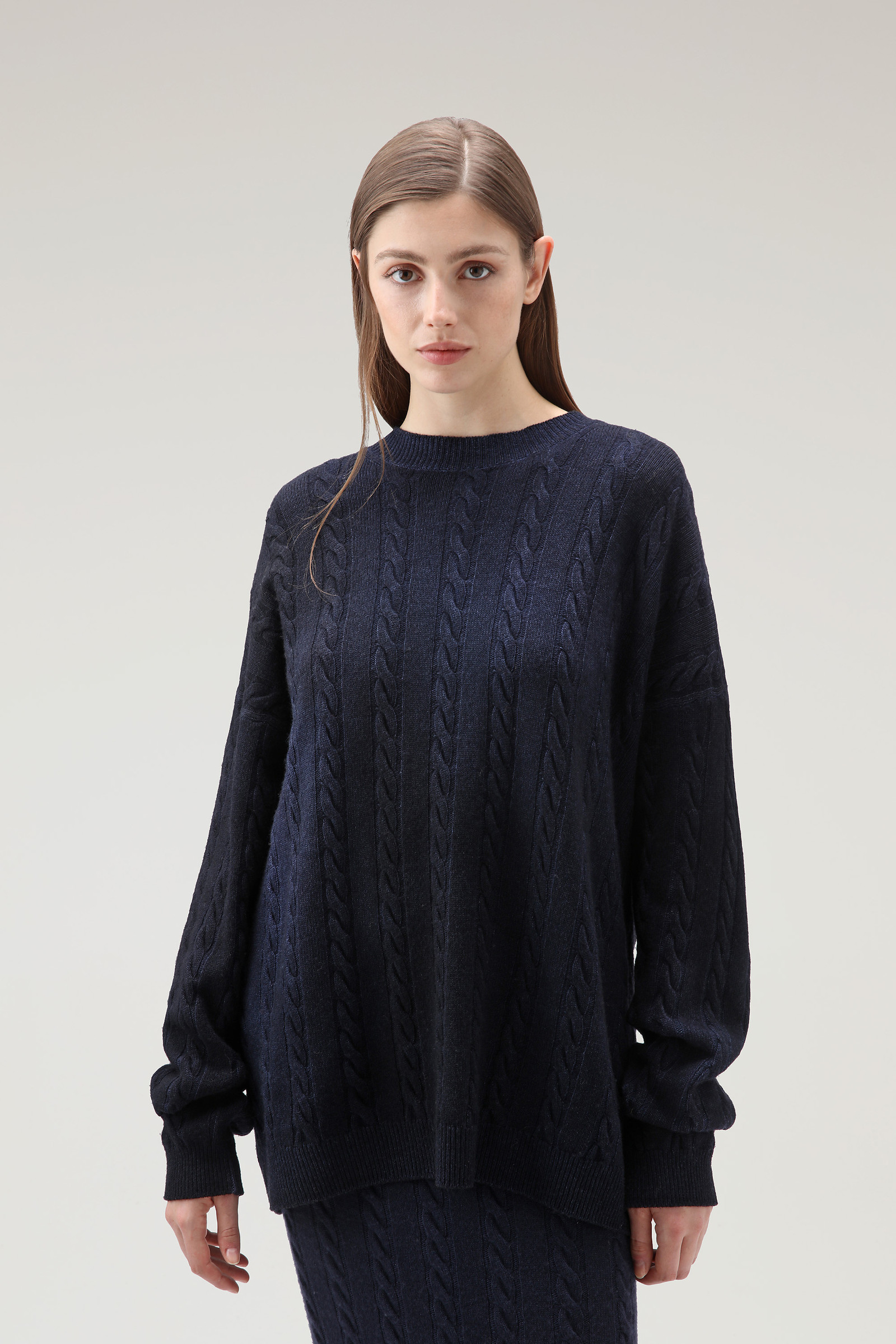 Unisex Garment-Dyed Aran Sweater Blue photo 5 | Woolrich