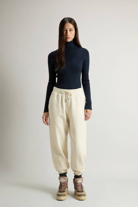 Pure Cotton Pants with Drawstring and Rear Pocket White | Woolrich