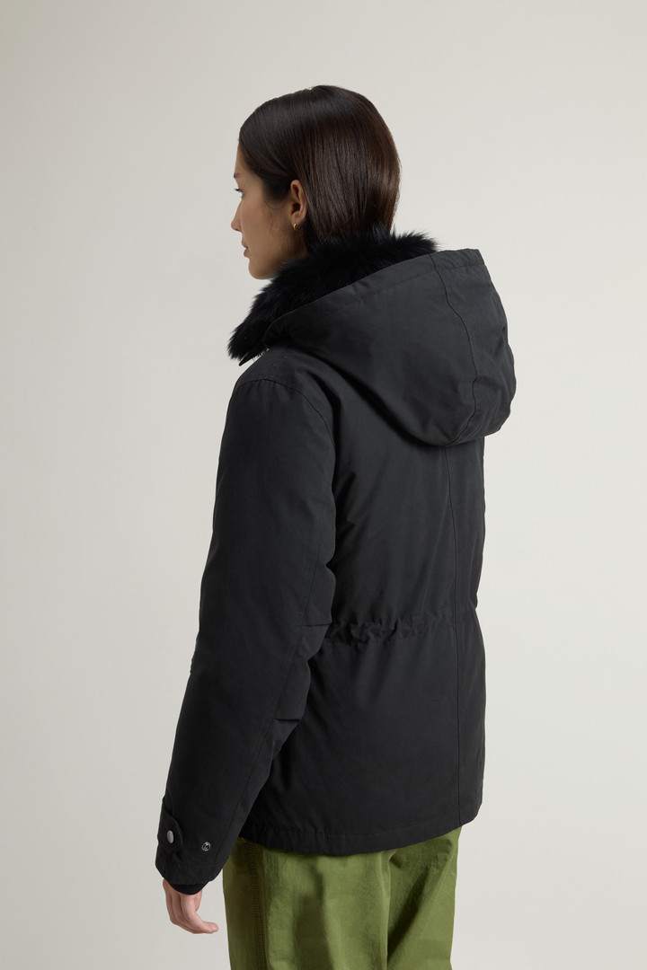 Short Arctic Parka in Mountain Cloth with Removable Hood and Fur Black photo 3 | Woolrich