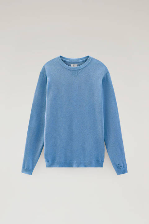 Pure Cotton Crewneck Sweater Blue | Woolrich