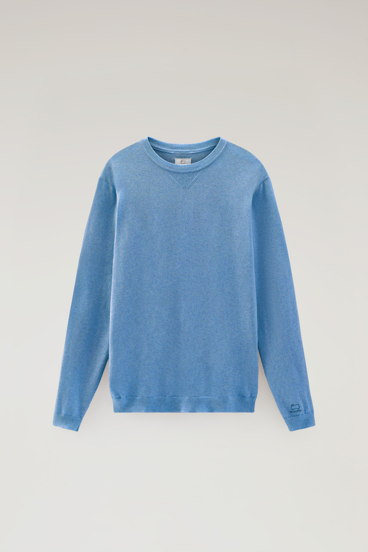 Pull à col rond en pur coton Bleu photo 1 | Woolrich