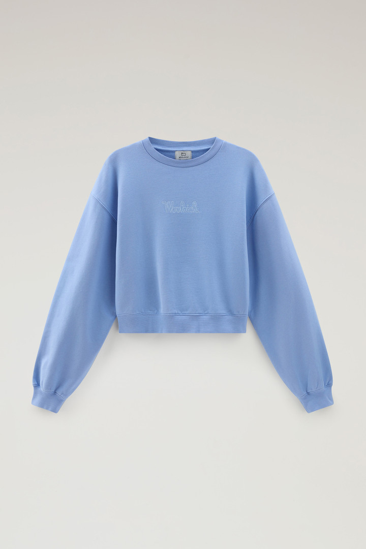 Crewneck Pure Cotton Sweatshirt with Embroidered Logo Blue photo 5 | Woolrich