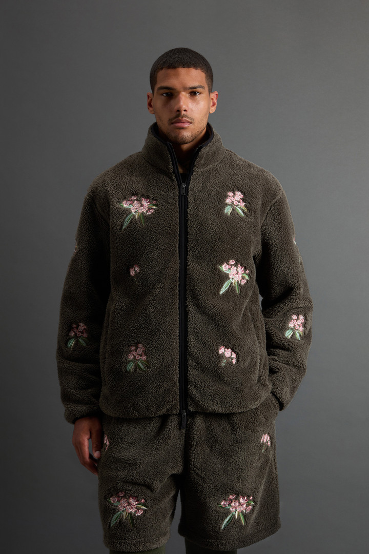 Sherpa Fleece Sweatshirt with Floral Embroidery by Todd Snyder Green photo 1 | Woolrich