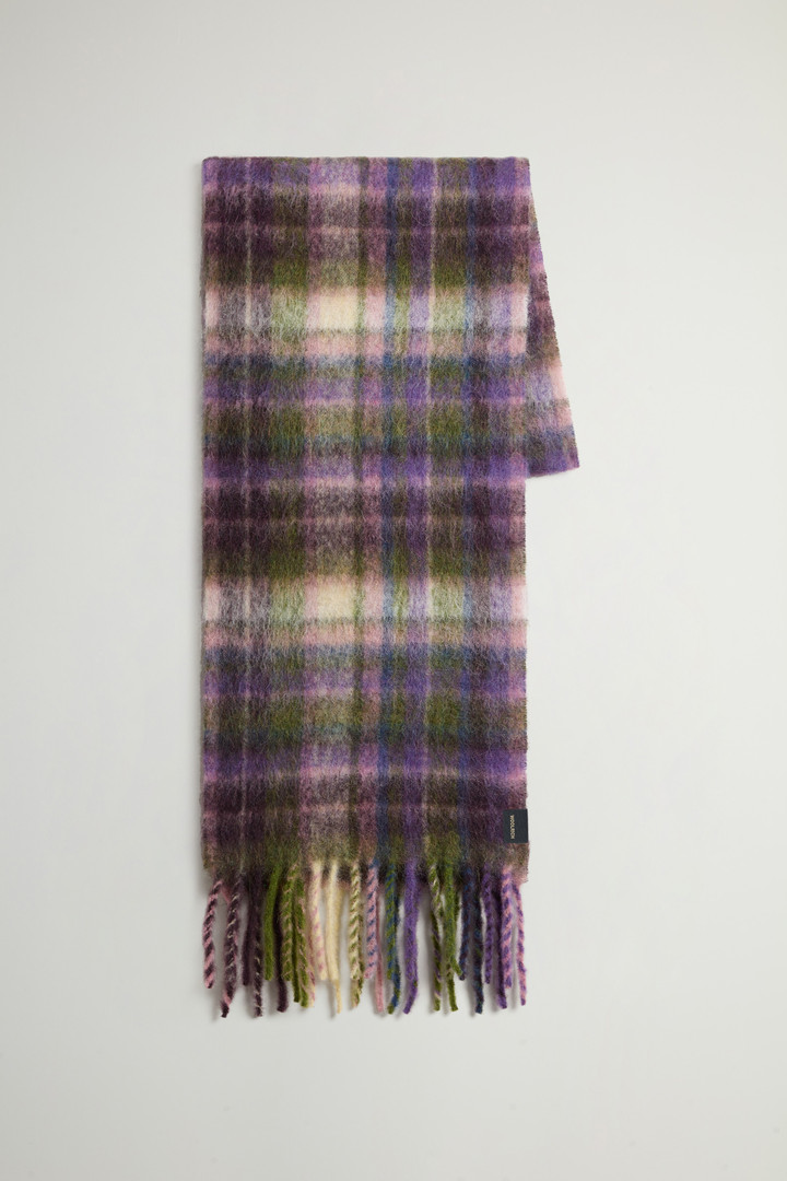 Alpaca, Mohair and Virgin Wool Scarf with Checked Pattern Purple photo 1 | Woolrich