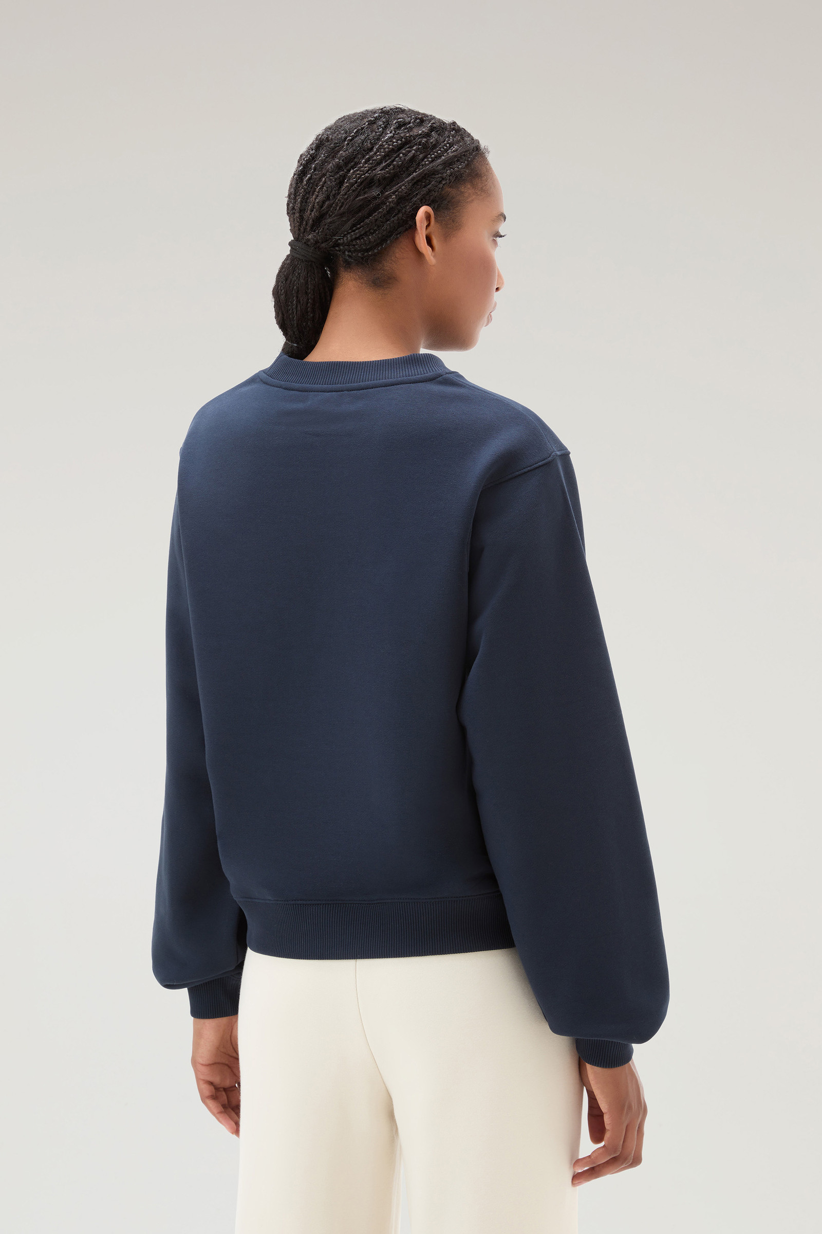 Felpa girocollo con logo ricamato blu photo 3 | Woolrich