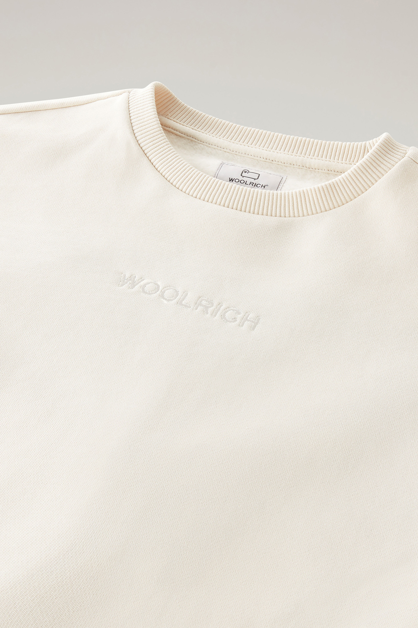 Sudadera para niña de cuello redondo de puro algodón blanco photo 3 | Woolrich