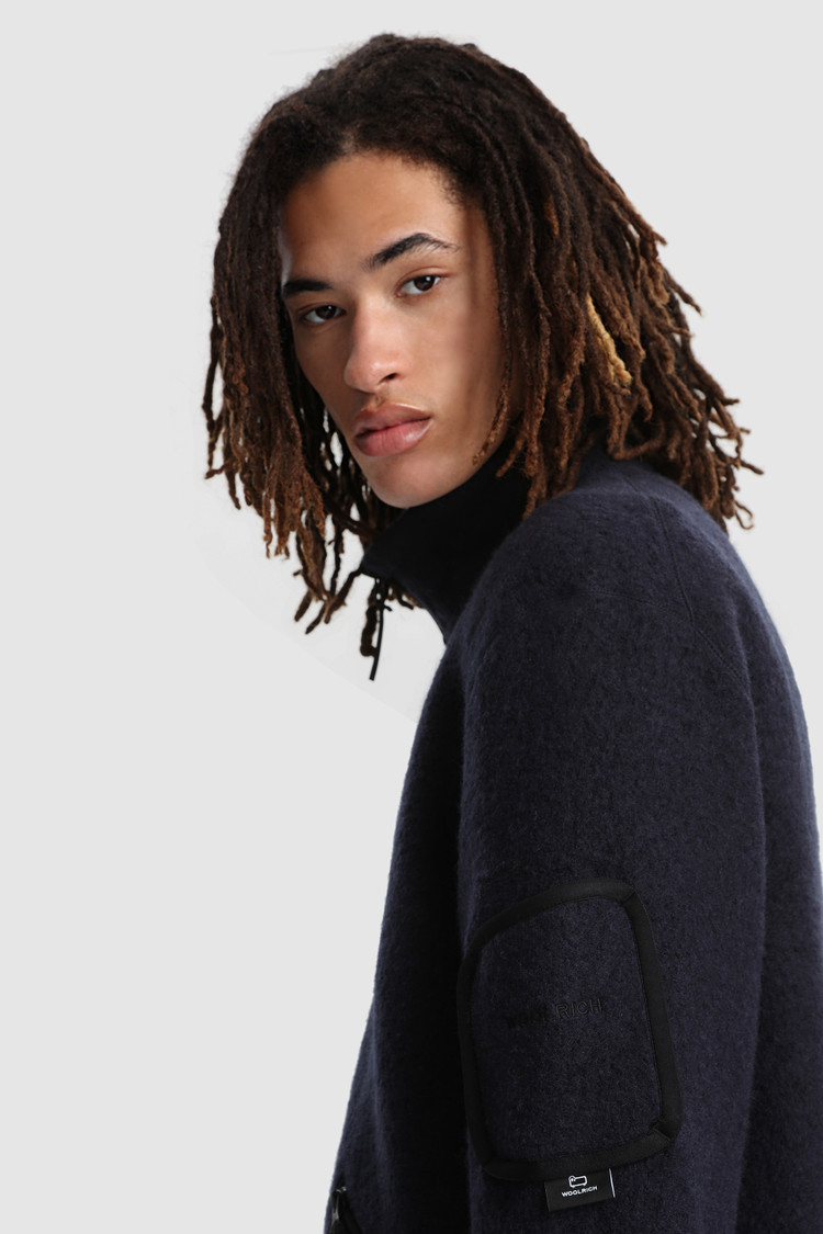 Leichter Terra-Melton Pullover mit durchgehendem Reißverschluß