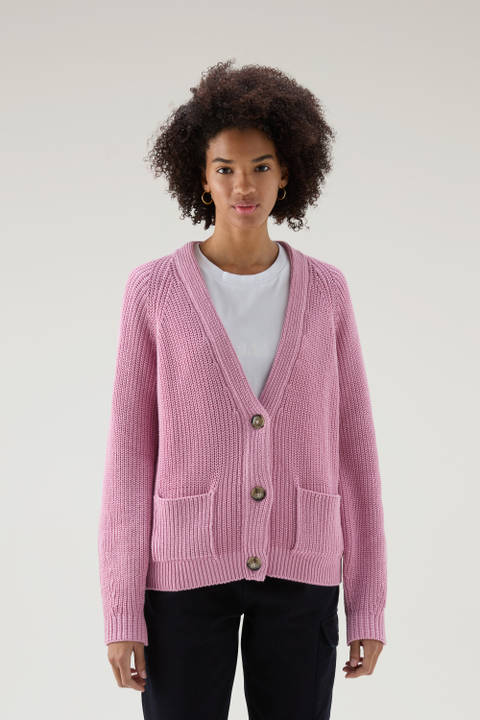 Cardigan en pur coton teint en pièce naturellement Rose | Woolrich