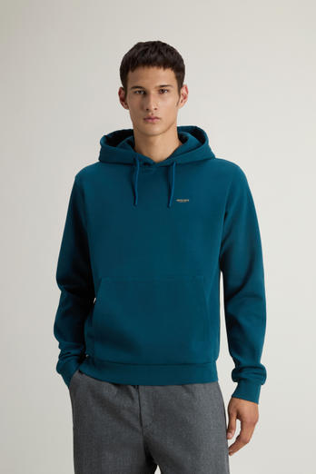 Hooded Sweatshirt in Cotton-Blend Interlock Blue | Woolrich