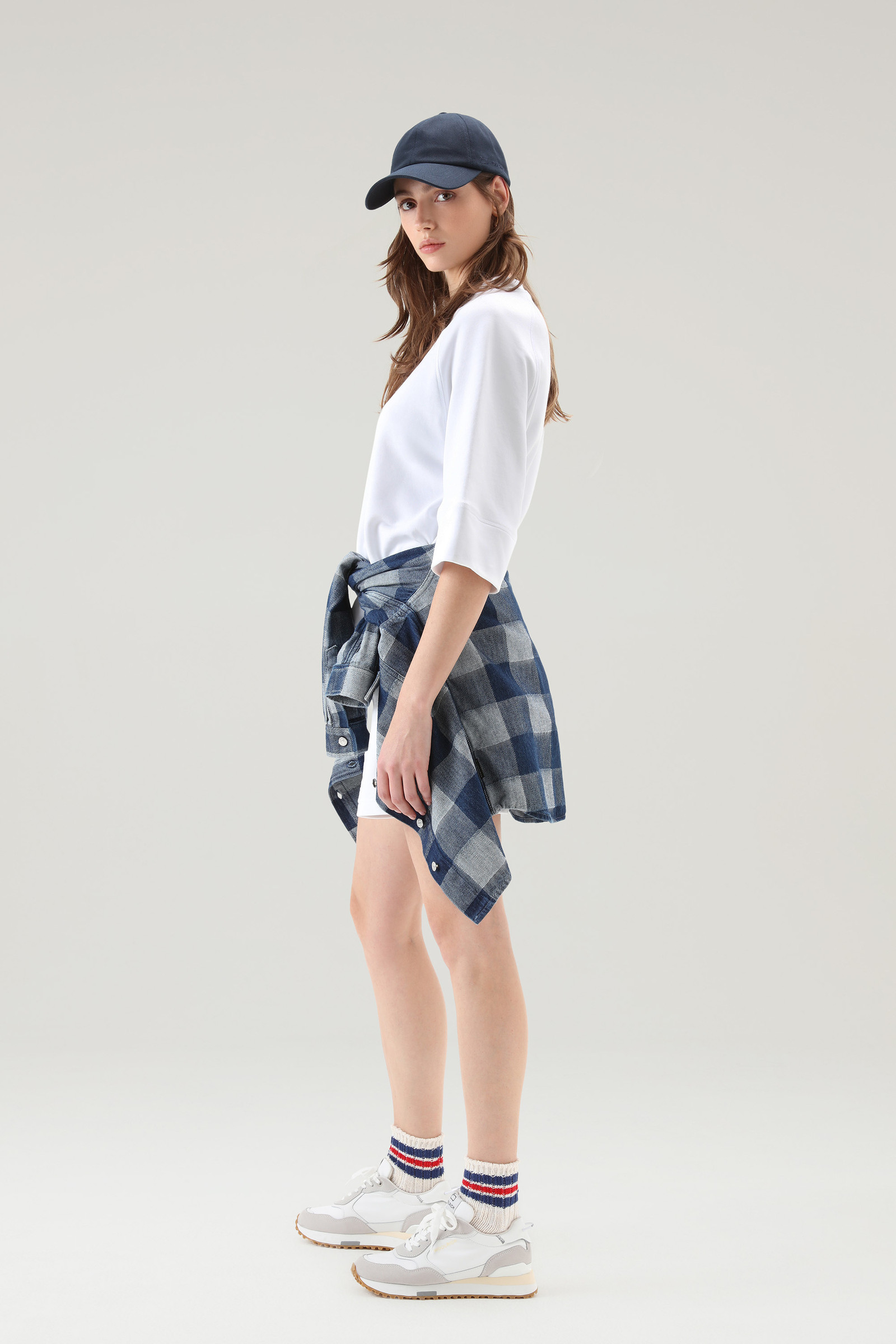 Sweat-shirt en pur coton avec manches trois-quarts blanc photo 2 | Woolrich
