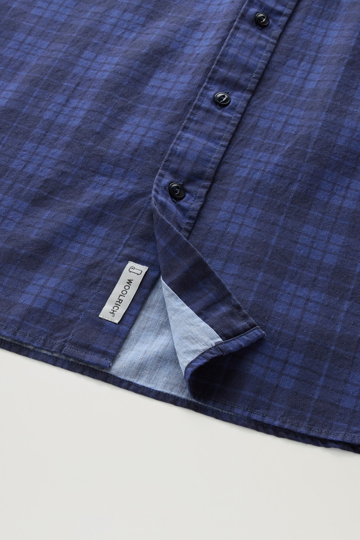 Pure Cotton Checked Shirt with Chest Pocket Blue photo 8 | Woolrich