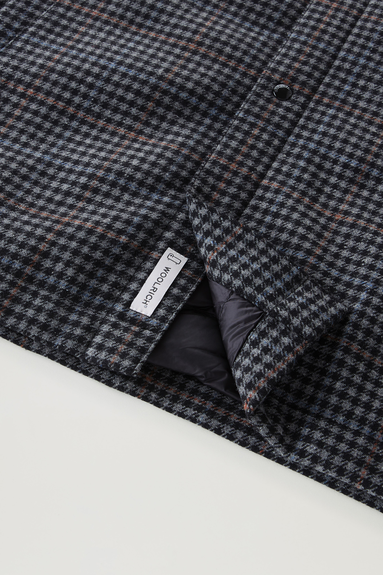 Alaskan Padded Check Overshirt in Recycled Italian Wool Blend Grey photo 8 | Woolrich