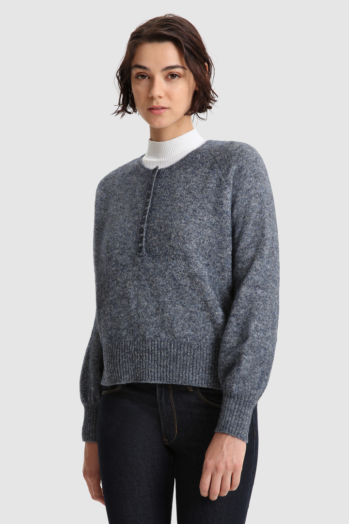 Stretch Henley Sweater in wool blend