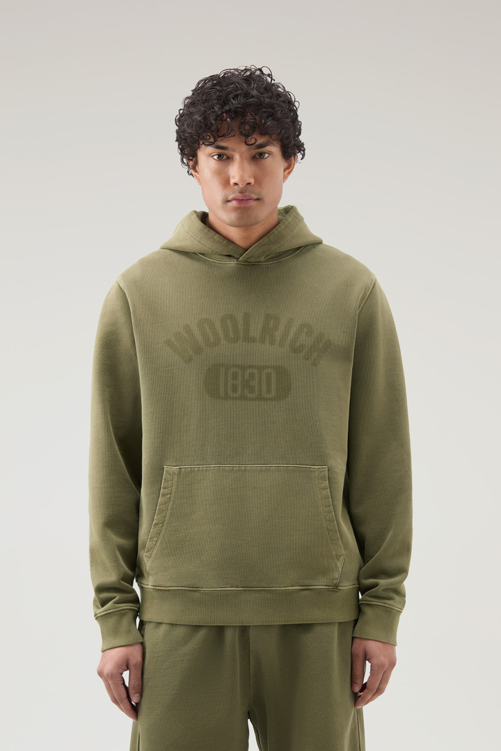 Sweat-shirt à capuche 1830 en pur coton Vert photo 1 | Woolrich