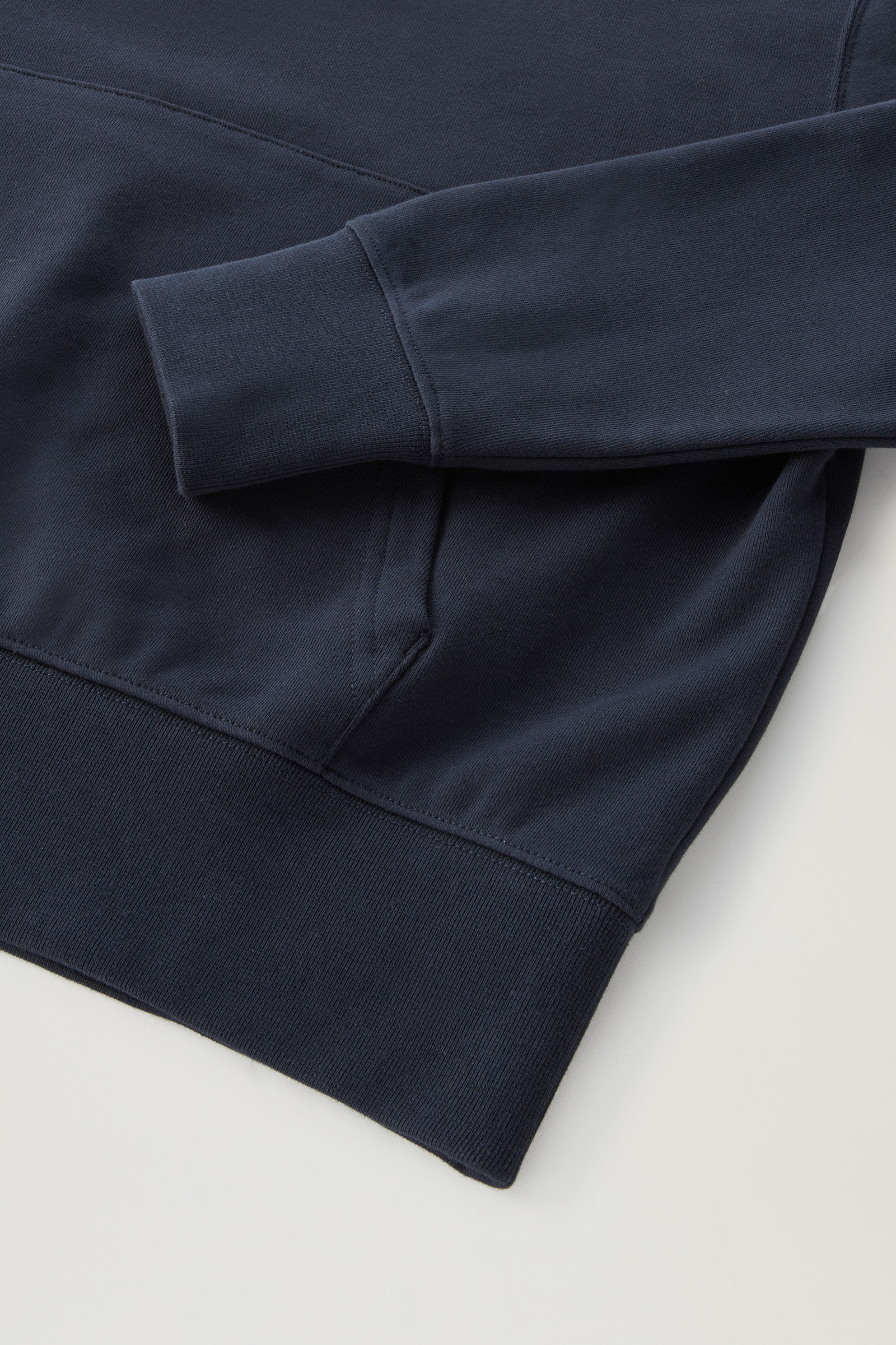 Felpa con cappuccio in puro cotone con logo ricamato blu photo 7 | Woolrich