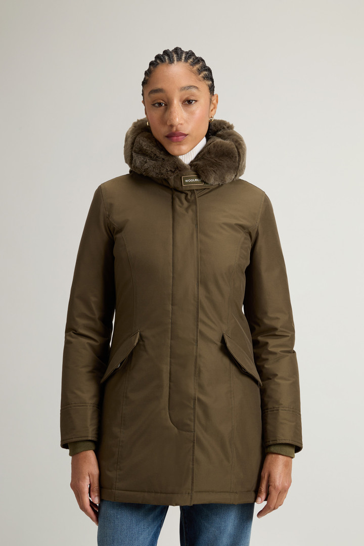 Beaker Parka with Faux Fur in Ramar Cloth Green photo 1 | Woolrich