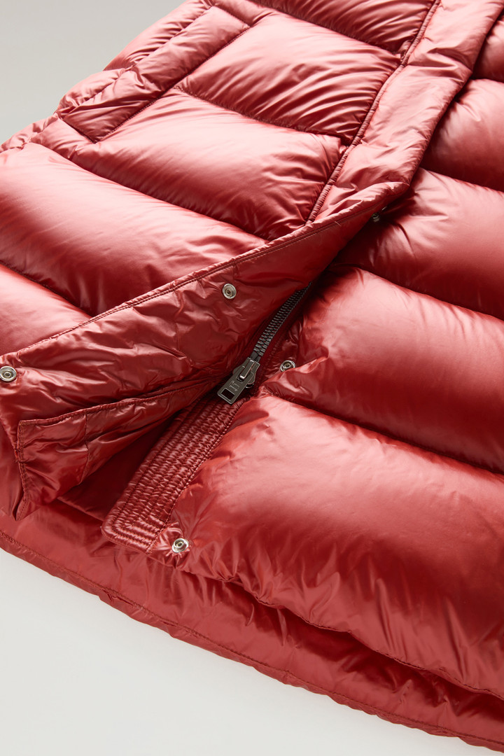 Aliquippa Long Down Jacket in Glossy Nylon Red photo 4 | Woolrich