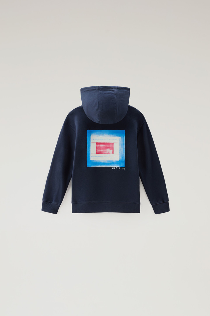 Boys' Pure Cotton Hoodie Blue photo 2 | Woolrich
