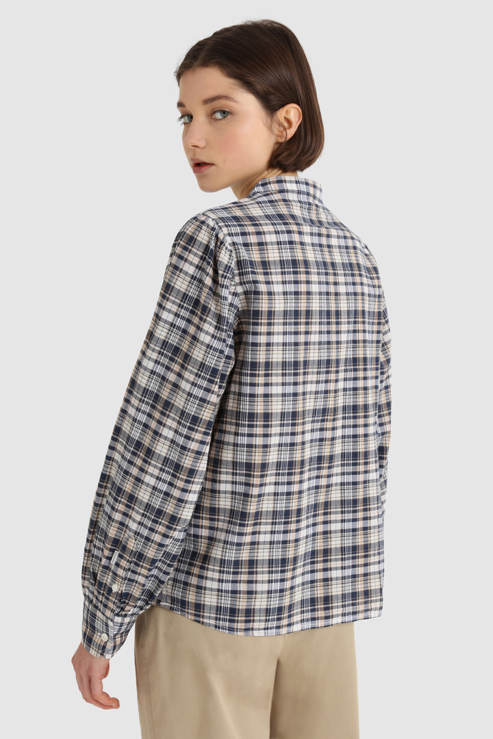 Cotton Shirt with Capped Sleeves Blue photo 3 | Woolrich
