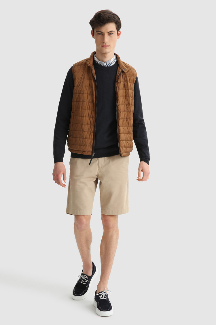 Maglia girocollo in cotone misto lino tinto in capo
