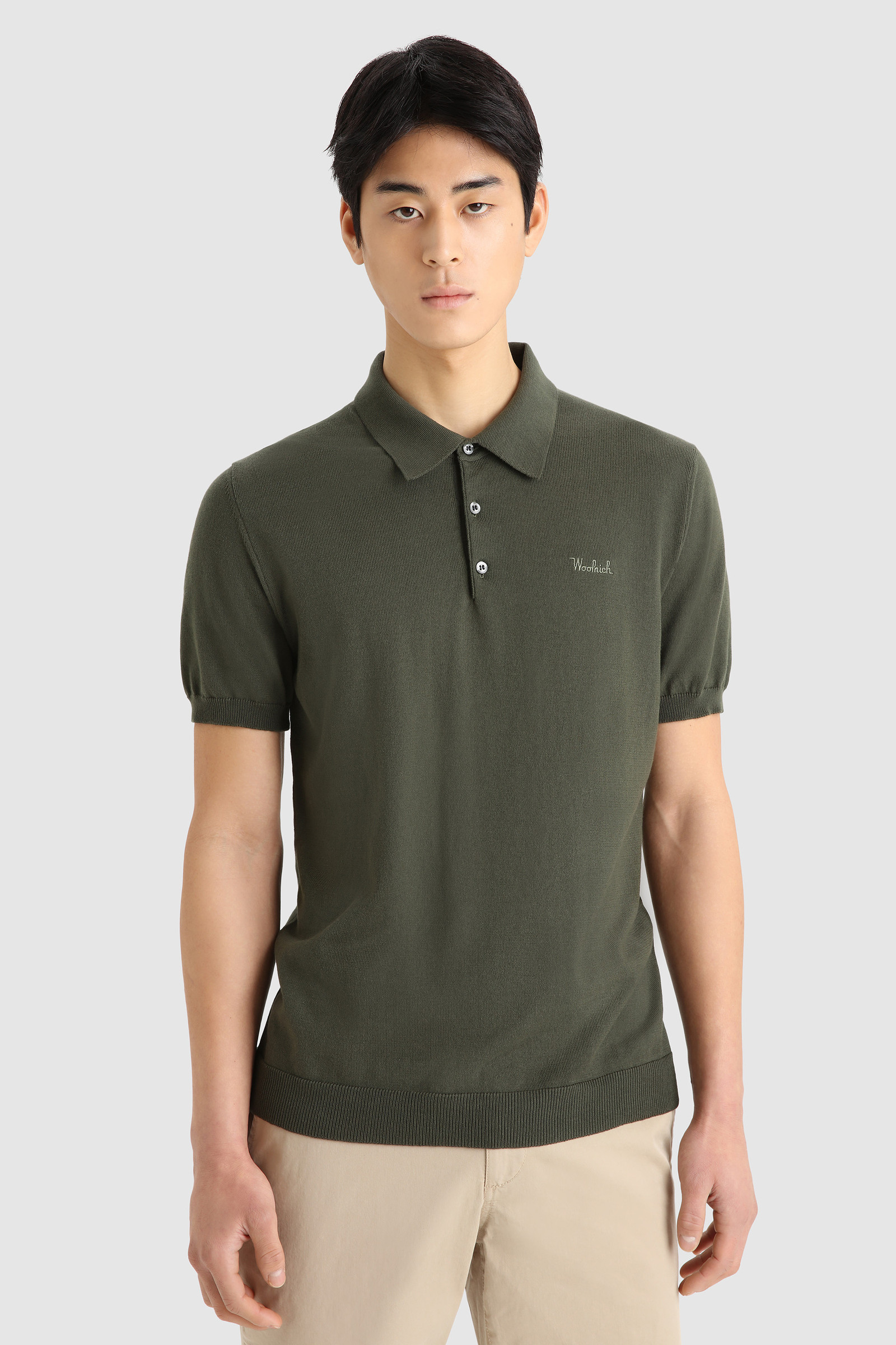 Poloshirt aus gestrickter Supima-Baumwolle Grün | Woolrich
