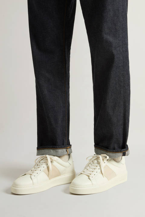 Classic Court Sneaker aus gewalktem Leder mit Velourslederband Beige photo 2 | Woolrich
