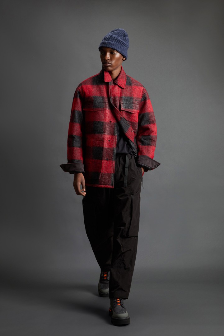 Overshirt in Italian Wool Blend with Checked Pattern by Todd Snyder Red photo 2 | Woolrich