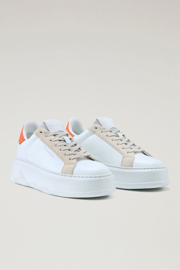 Chunky Court Sneakers in Leather with Contrasting Trim 1500 photo 2 | Woolrich