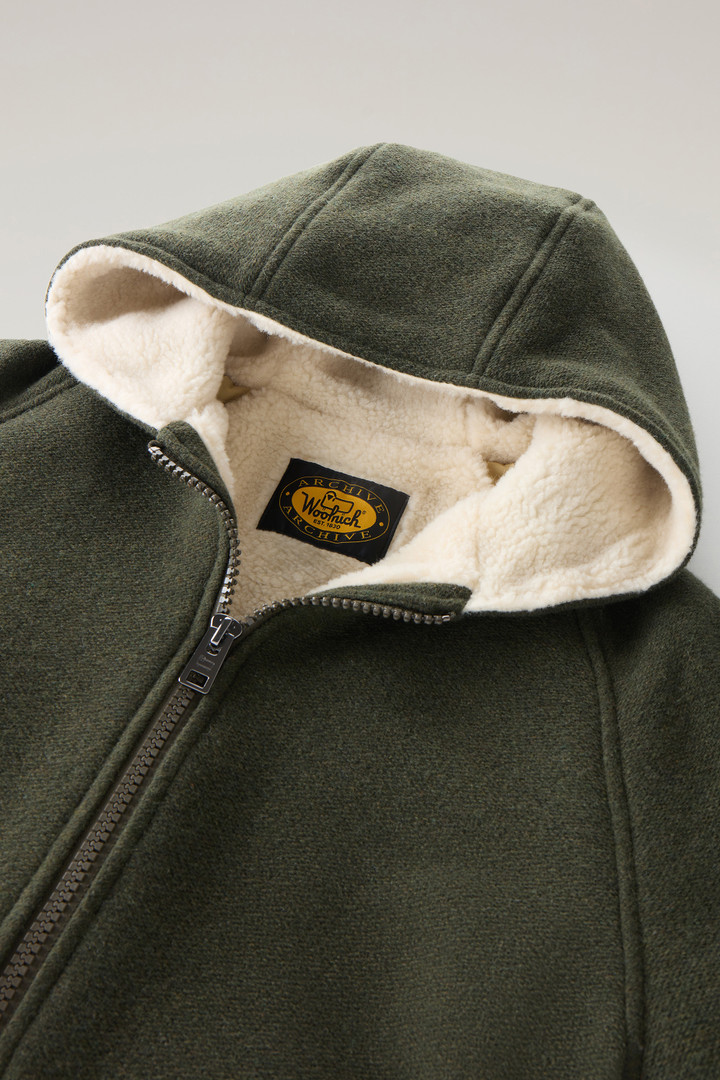 Hooded Jacket in Recycled Manteco Wool Blend Green photo 2 | Woolrich