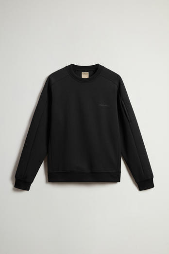 Crewneck Sweatshirt in Cotton Blend with Printed Logo Black photo 1 | Woolrich