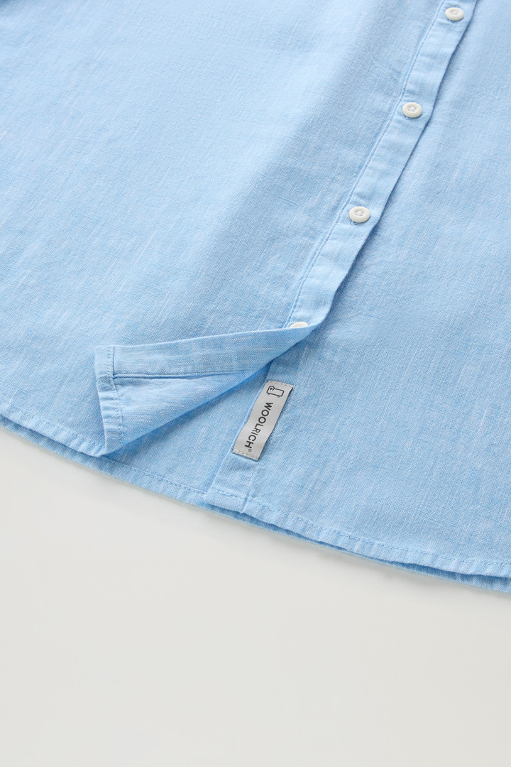 Girls' Band Collar Shirt in Cotton-linen Blend Blue photo 9 | Woolrich