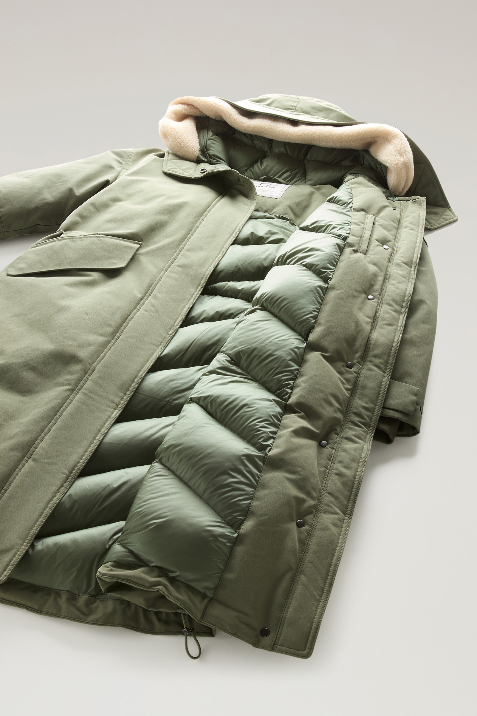 Long Parka in Brushed Ramar Cloth Green photo 12 | Woolrich