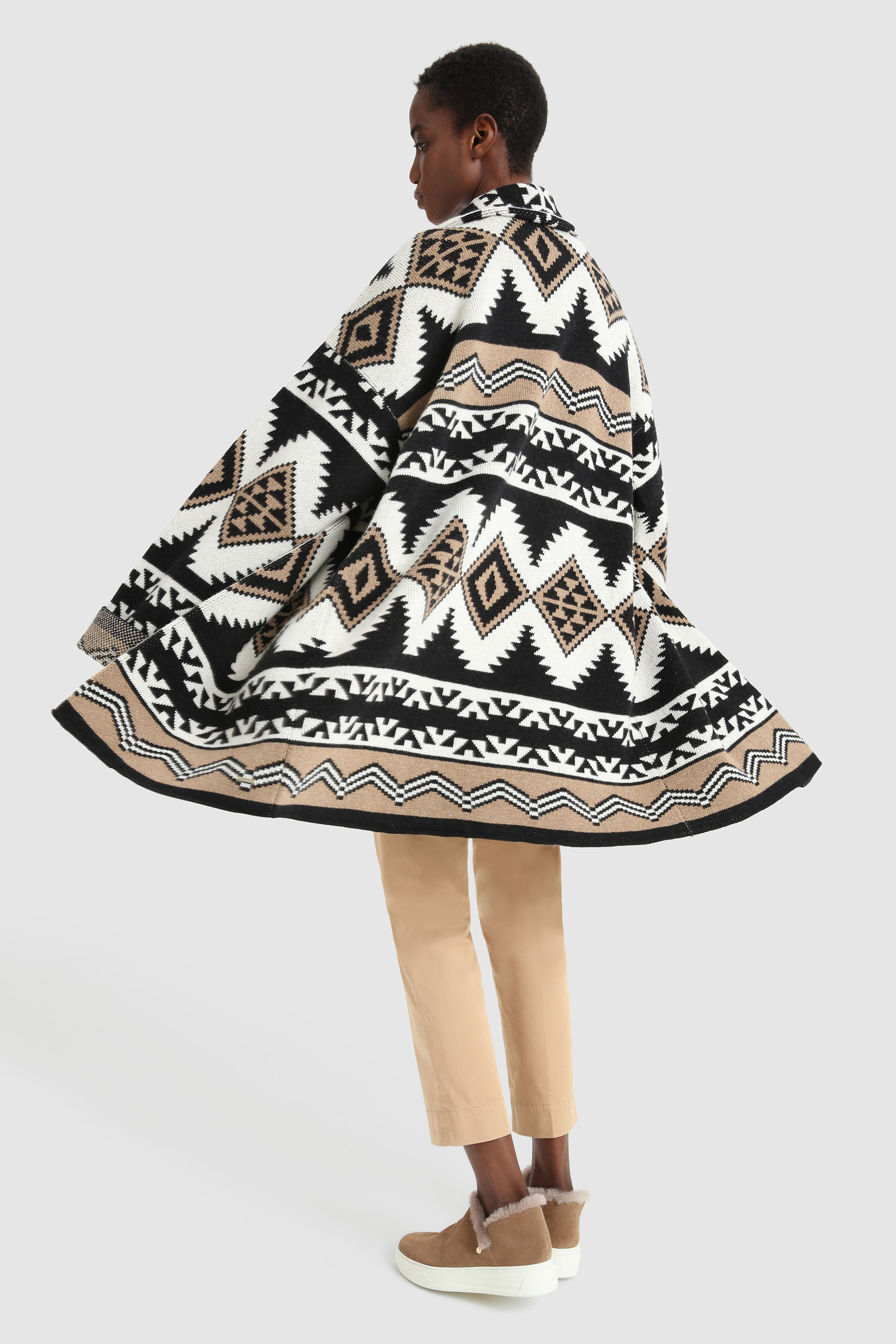 Cardigan à motif jacquard en pure laine italienne noir photo 2 | Woolrich