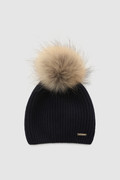 Girl's SerenityBeanie in mixed cashmere and pompom