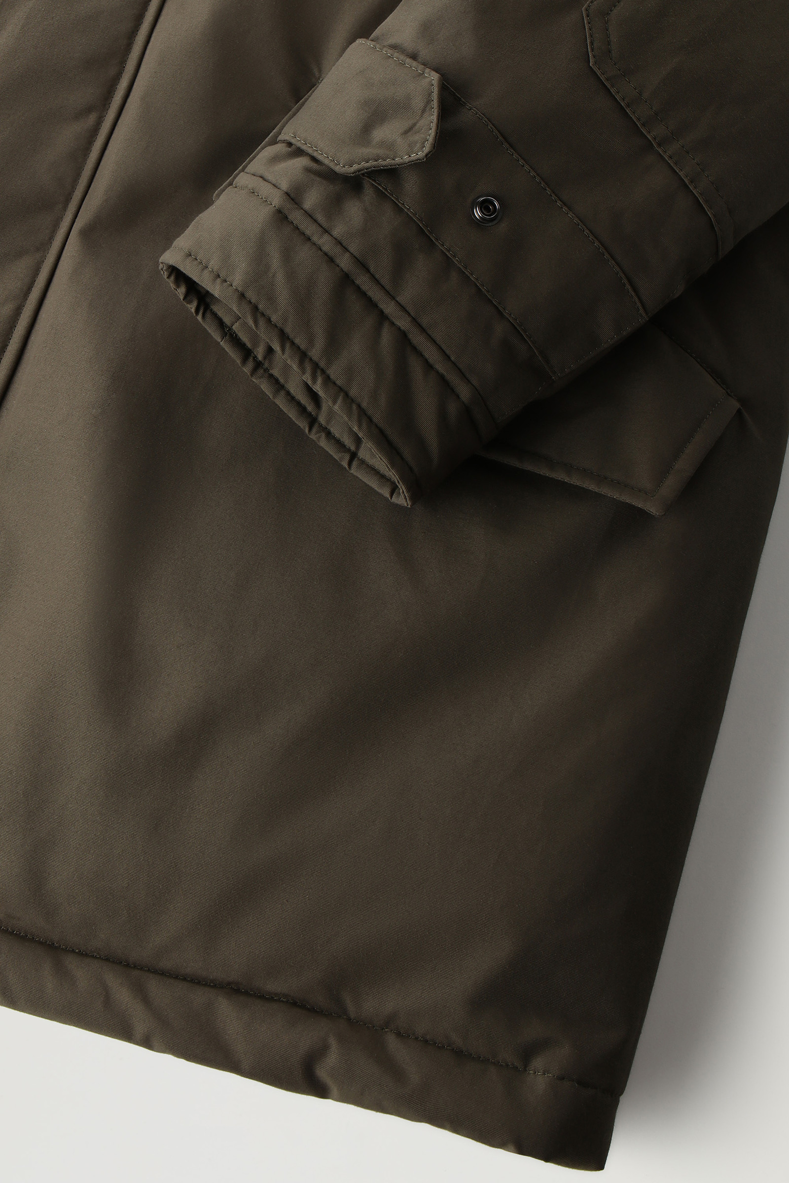 Polar Parka in Ramar Cloth with High Collar and Fur Trim Green photo 8 | Woolrich