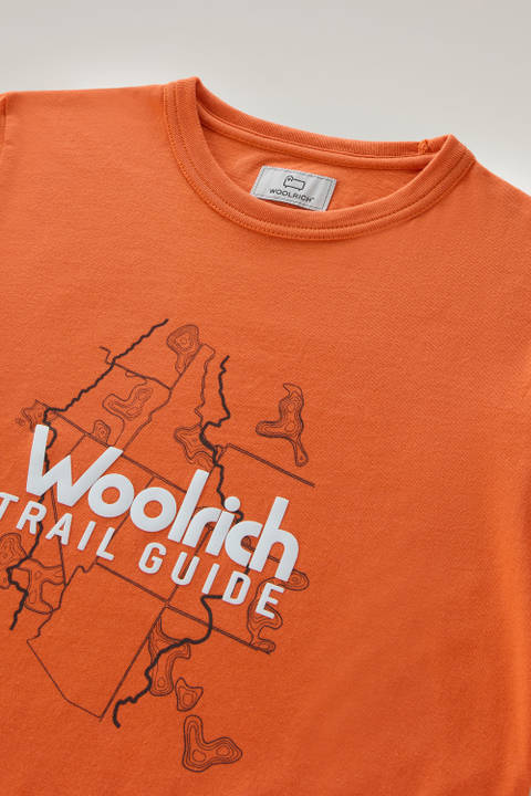 T-Shirt für Jungen aus reiner Baumwolle mit grafischem Print Orange photo 2 | Woolrich
