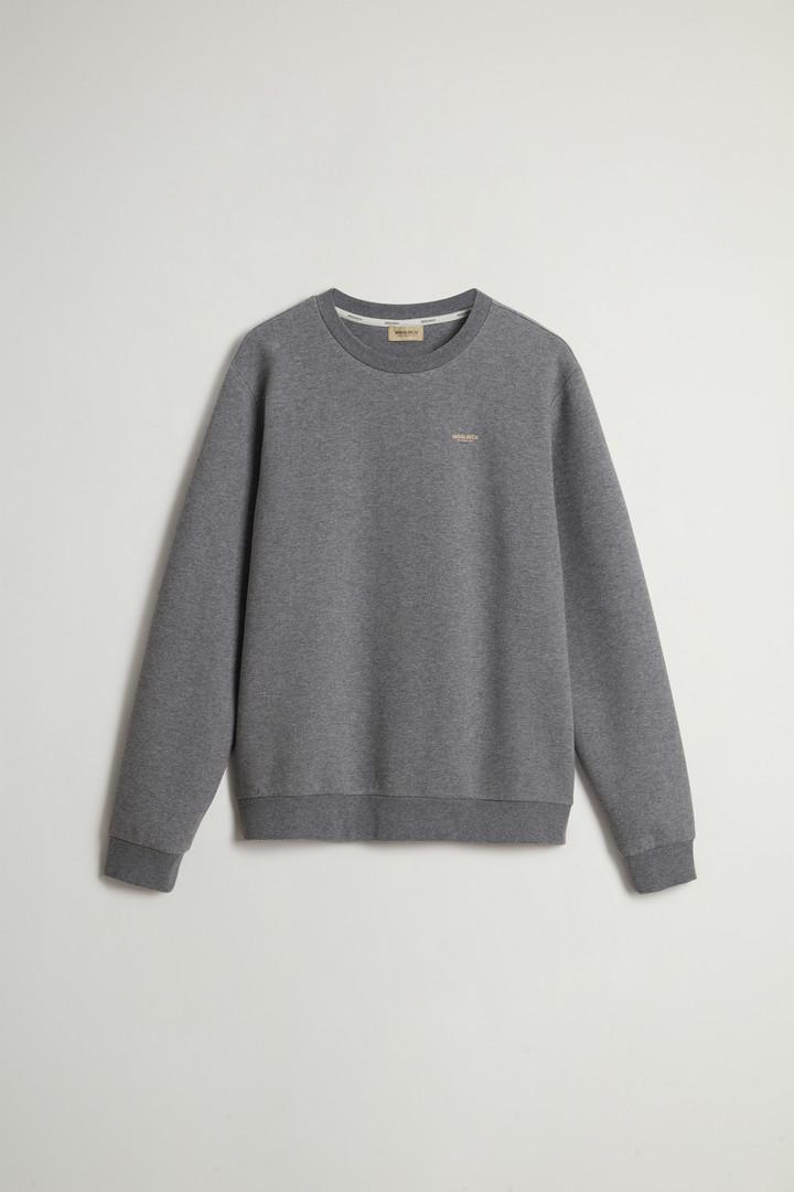 Crewneck Sweatshirt in Cotton-Blend Interlock with Logo Gray photo 1 | Woolrich