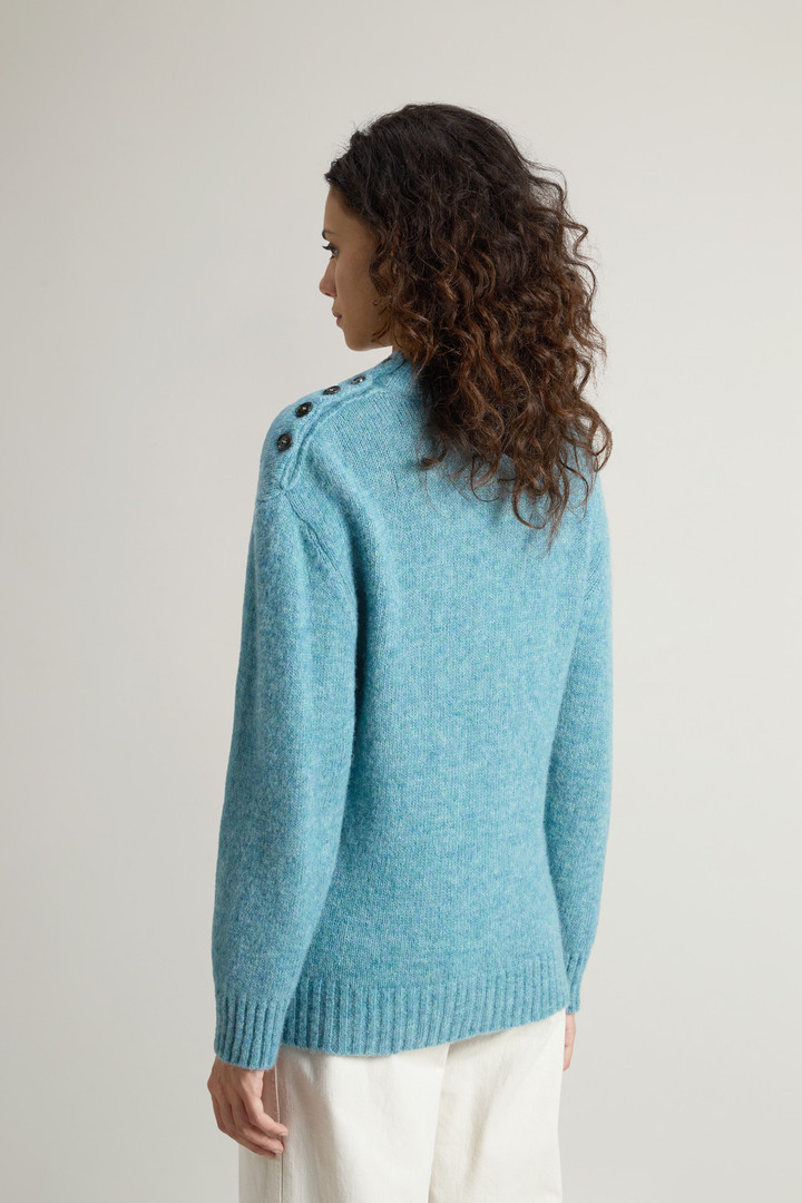 Alpaca Blend Sweater with Buttons on the Shoulder Blue photo 3 | Woolrich