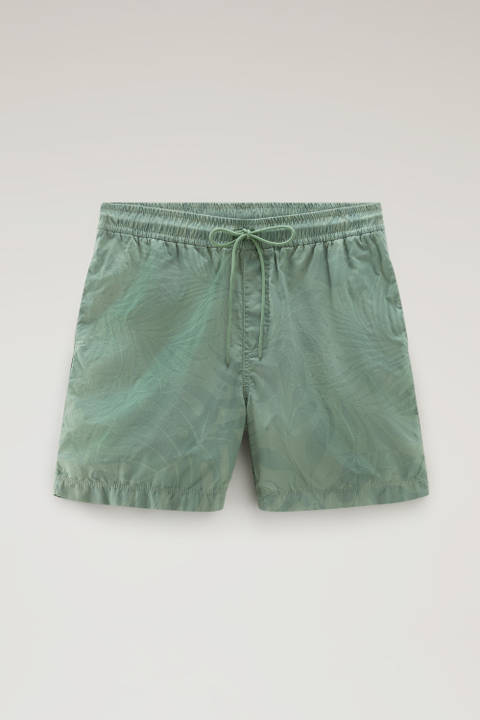 Pure Cotton Garment-Dyed Shorts with a Tropical Print Green photo 2 | Woolrich