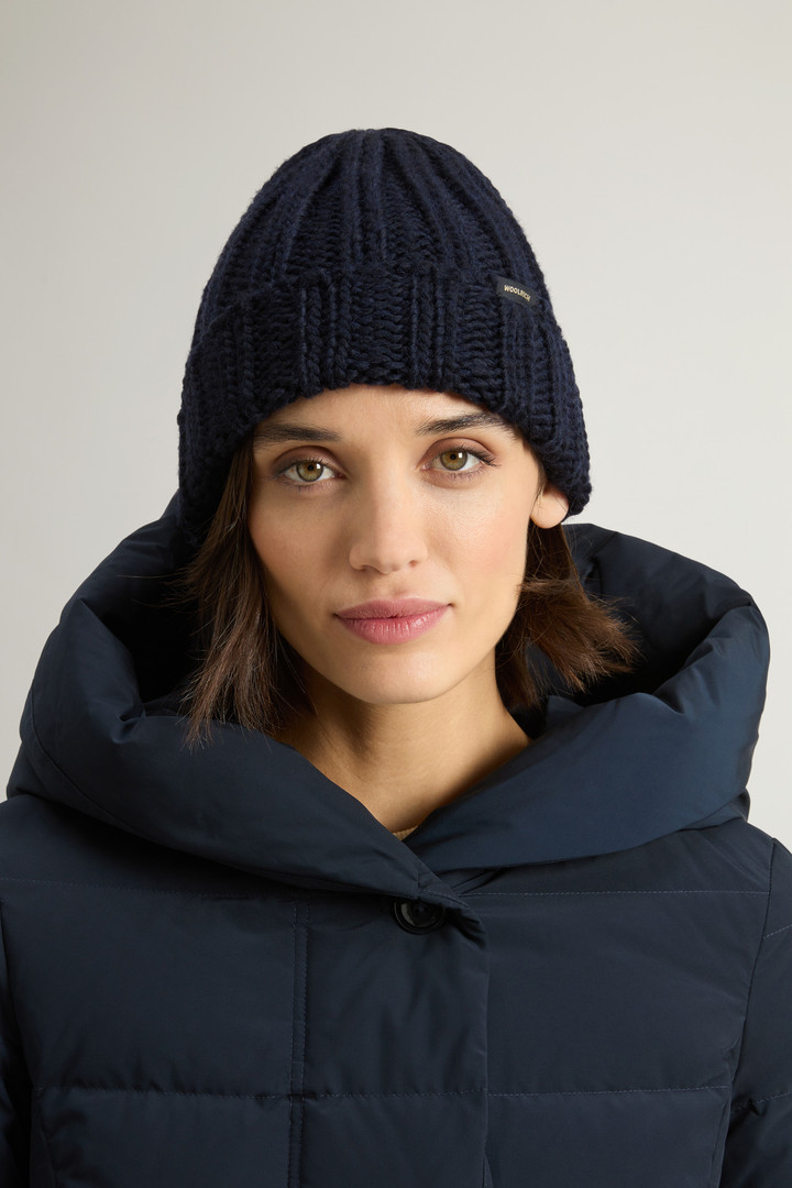 Ribbed Beanie in Wool and Alpaca Blend Blue photo 4 | Woolrich