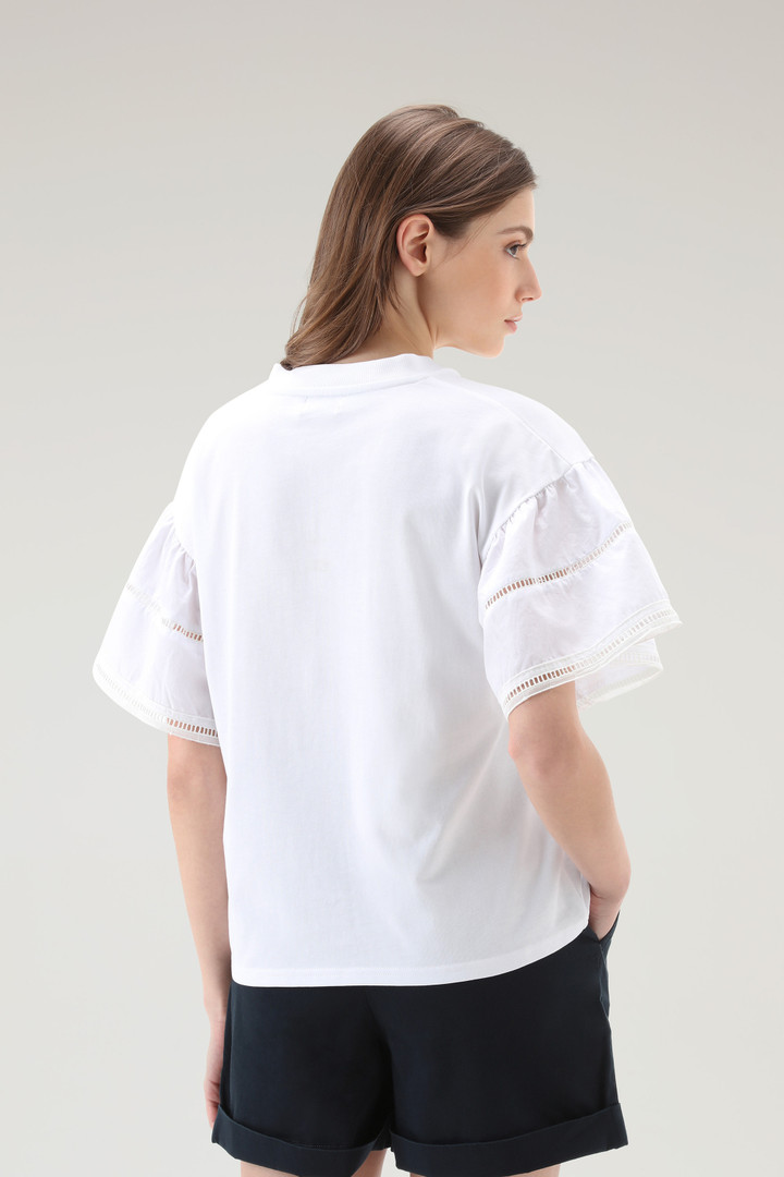 Lakeside T-shirt in Pure Cotton with Puff Sleeves White photo 3 | Woolrich