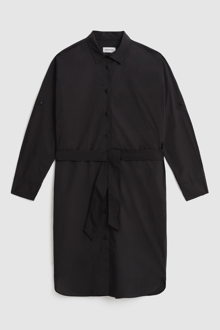 Popeline belted dress