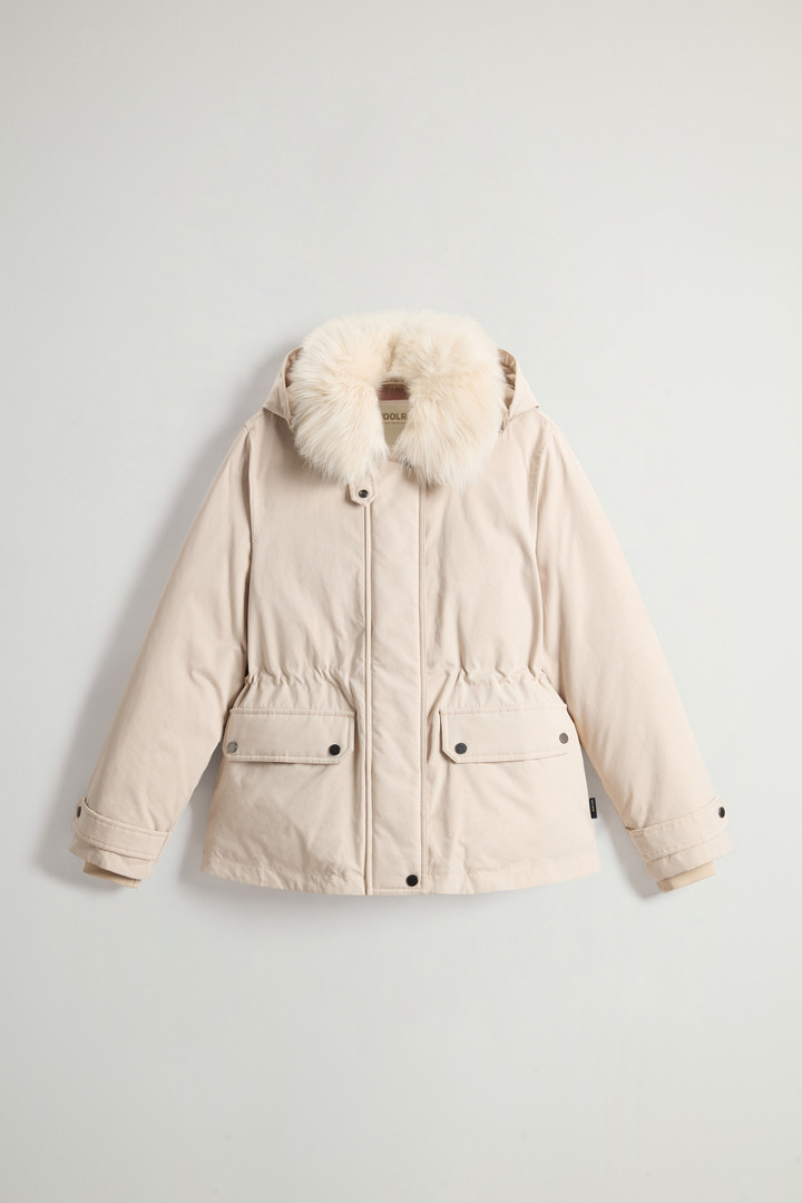 Short Arctic Parka in Mountain Cloth with Removable Hood and Fur Beige photo 5 | Woolrich