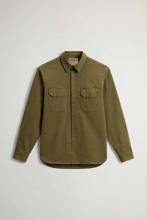 Chemise teinte en pièce en coton élastique Vert photo 2 | Woolrich