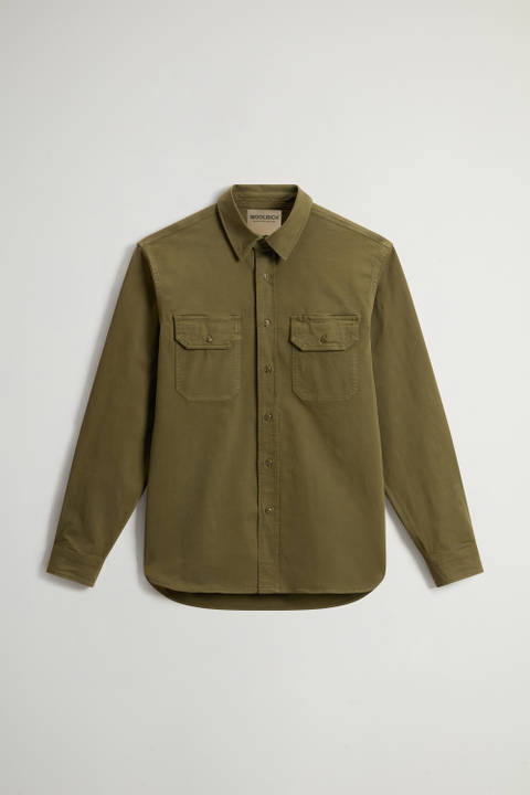 Garment-dyed Shirt in Stretch Cotton Green photo 2 | Woolrich