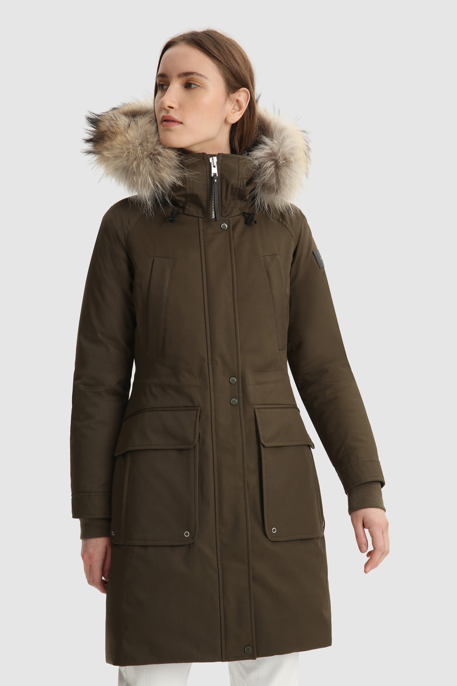 Women's Yetna Long Parka with Removable Fur Green | Woolrich USA