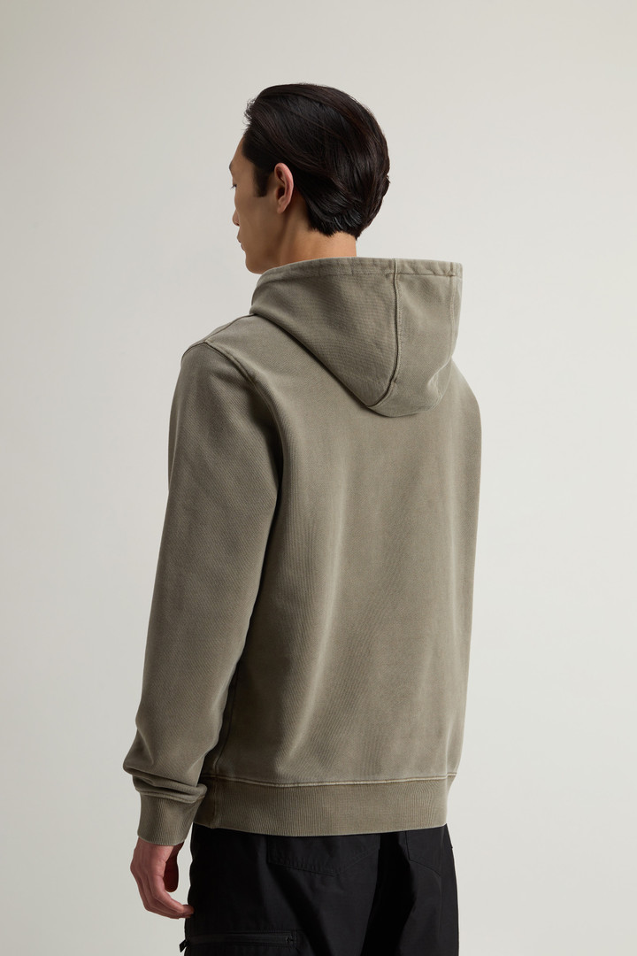 Garment-Dyed Hoodie in Pure Cotton with Embroidered Logo Green photo 3 | Woolrich