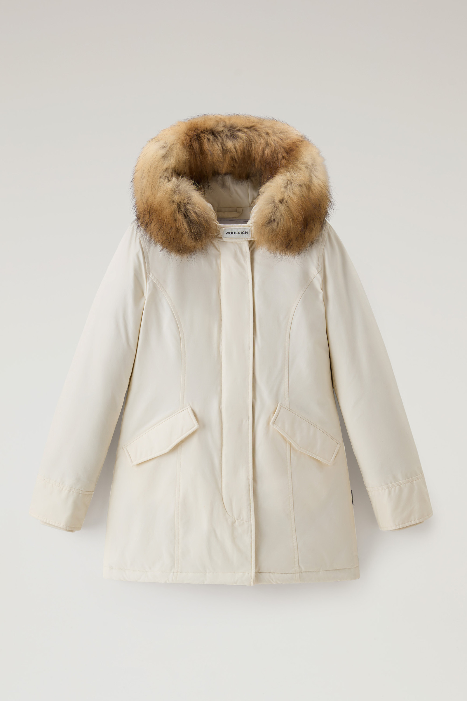 Arctic Parka in Ramar Cloth with Detachable Fur Trim White